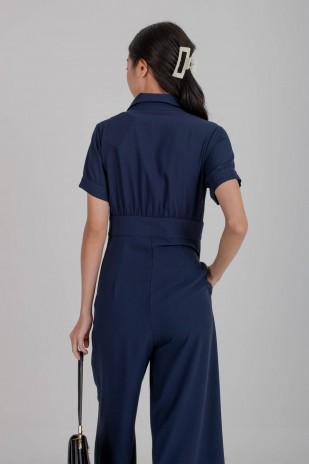 Jonas Button Sleeved Jumpsuit in Navy (MY)