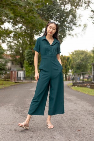 Jonas Button Sleeved Jumpsuit in Teal (MY)