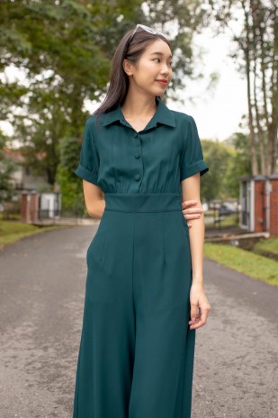 Jonas Button Sleeved Jumpsuit in Teal (MY)