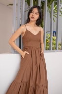 Balestine Bustier Tiered Maxi in Mocha (MY)