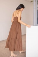 Balestine Bustier Tiered Maxi in Mocha (MY)