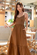 Balestine Bustier Tiered Maxi in Mocha (MY)