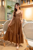 Balestine Bustier Tiered Maxi in Mocha (MY)