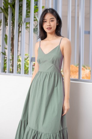 Balestine Bustier Tiered Maxi in Sage (MY)