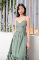 Balestine Bustier Tiered Maxi in Sage (MY)