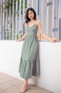 Balestine Bustier Tiered Maxi in Sage (MY)