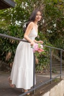 Balestine Bustier Tiered Maxi in White (MY)