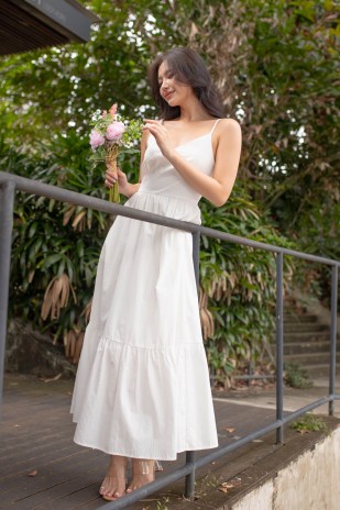 Balestine Bustier Tiered Maxi in White (MY)