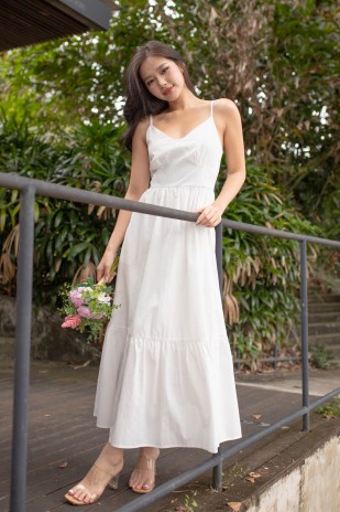 Balestine Bustier Tiered Maxi in White (MY)