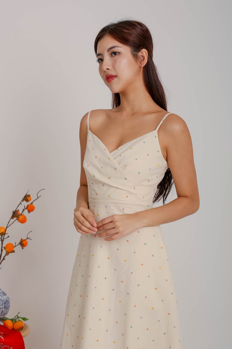 Together Polkadot Wrap Midi Dress in Apricot (MY)
