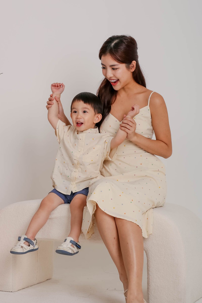 Together Polkadot Wrap Midi Dress in Apricot (MY)