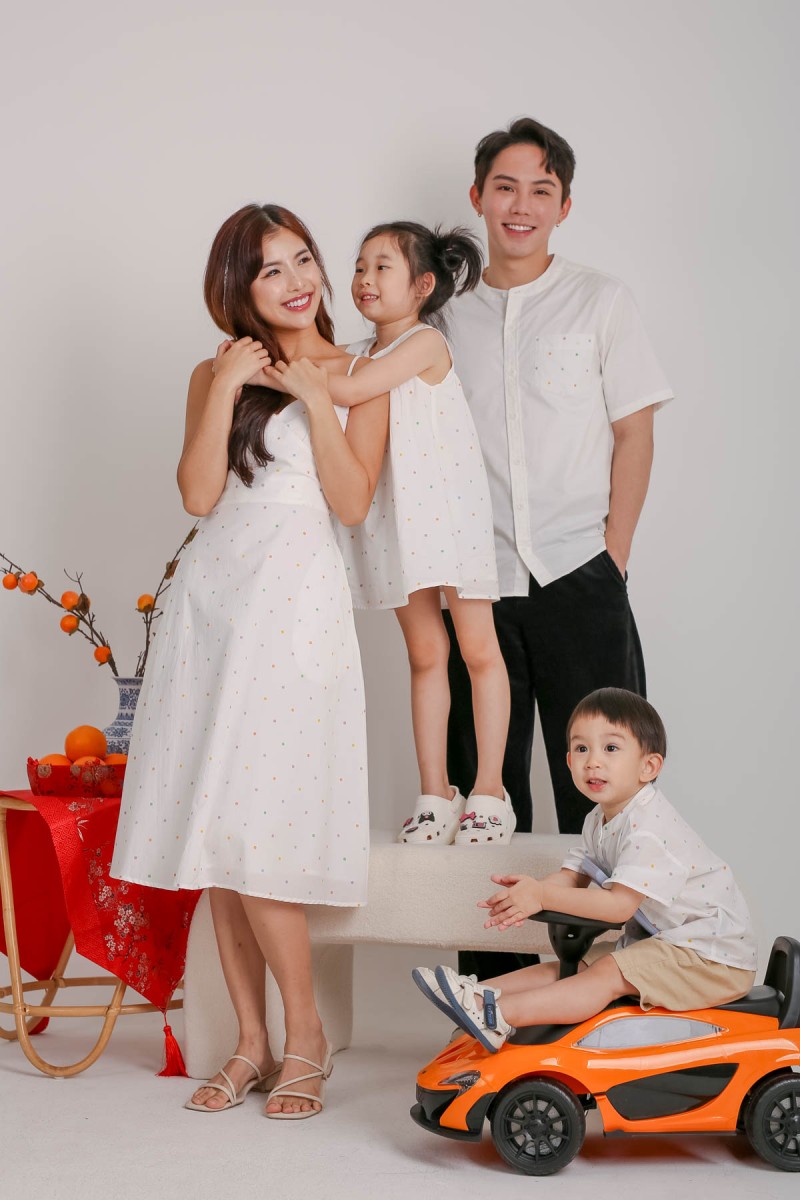 Together Polkadot Wrap Midi Dress in White (MY)