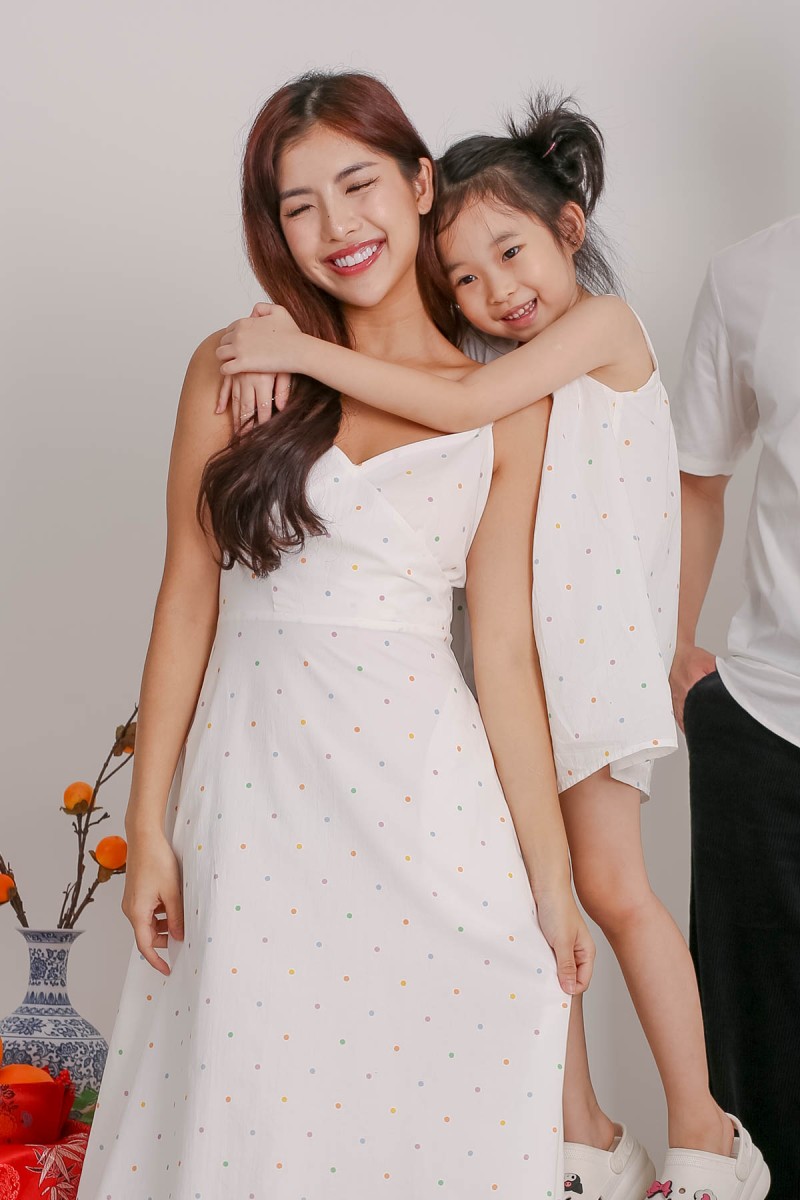 Together Polkadot Wrap Midi Dress in White (MY)