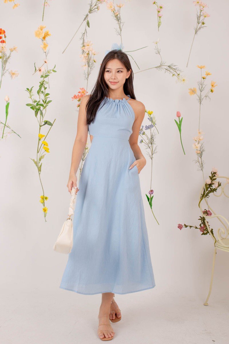 Alle Halter Side Cut Out Dress in Blue (MY)