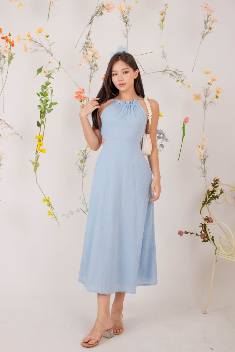 Alle Halter Side Cut Out Dress in Blue (MY)