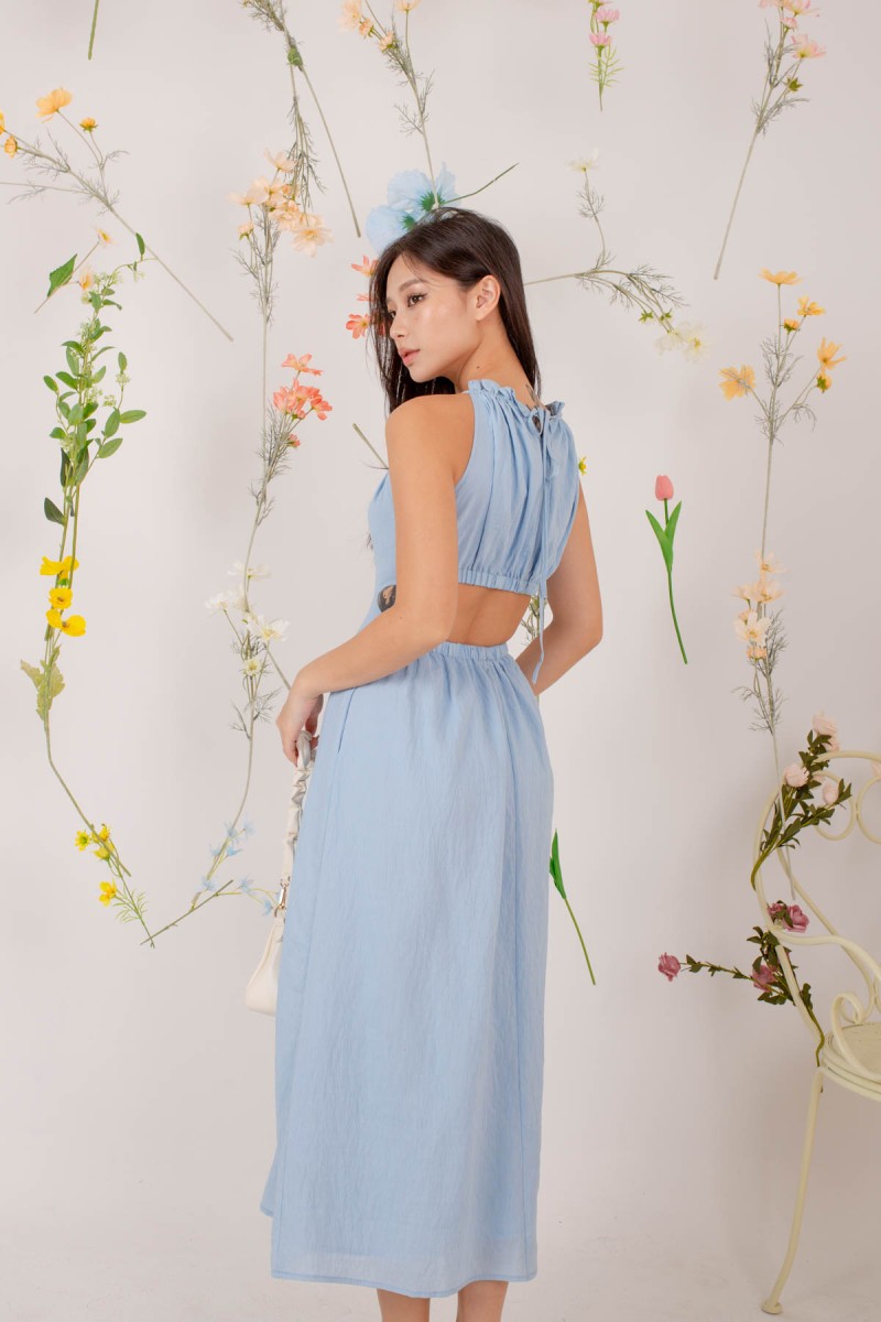Alle Halter Side Cut Out Dress in Blue (MY)