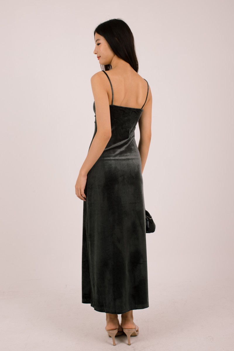 Aureza Ruched Suede Dress in Teal