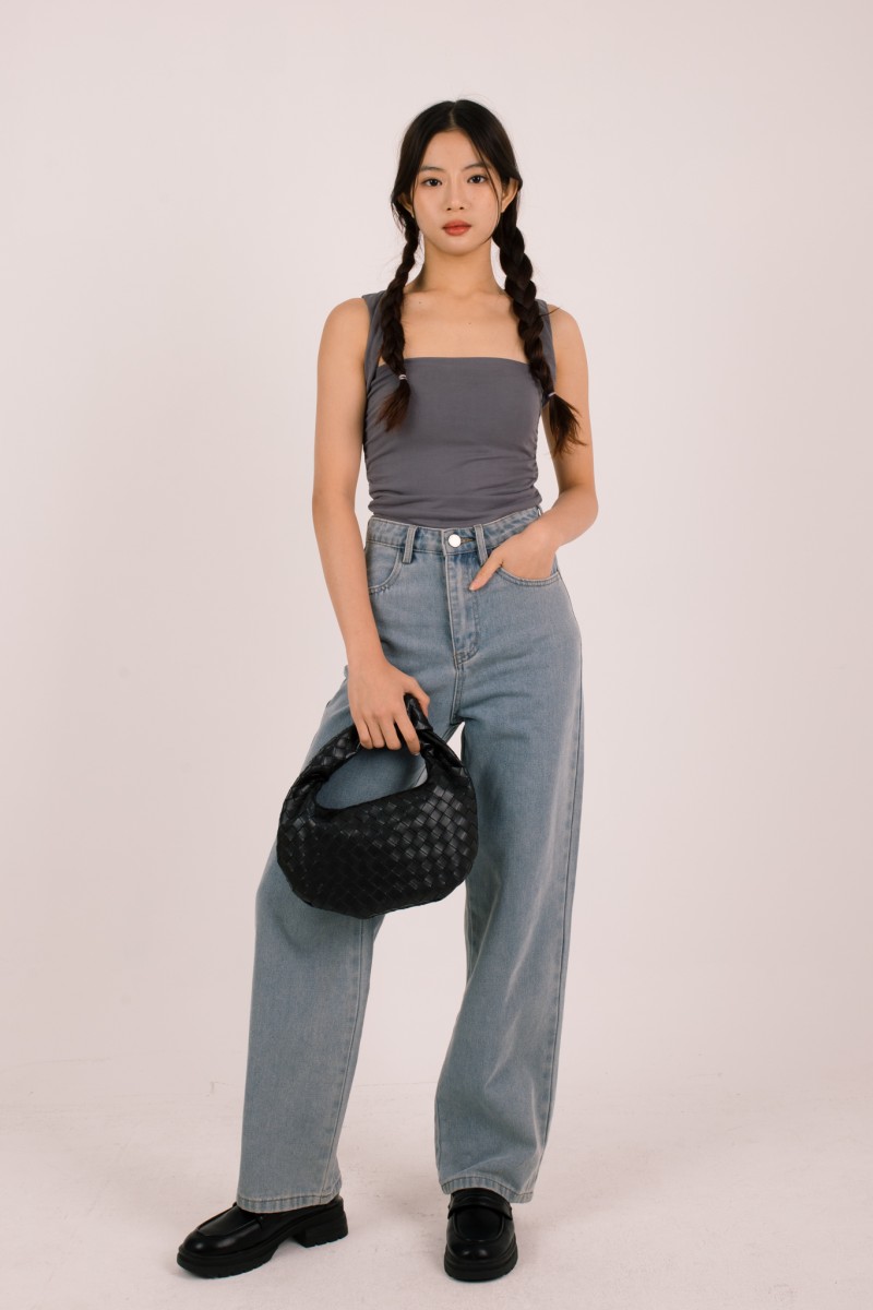 Nivi Ruched Tank Top in Gunmetal