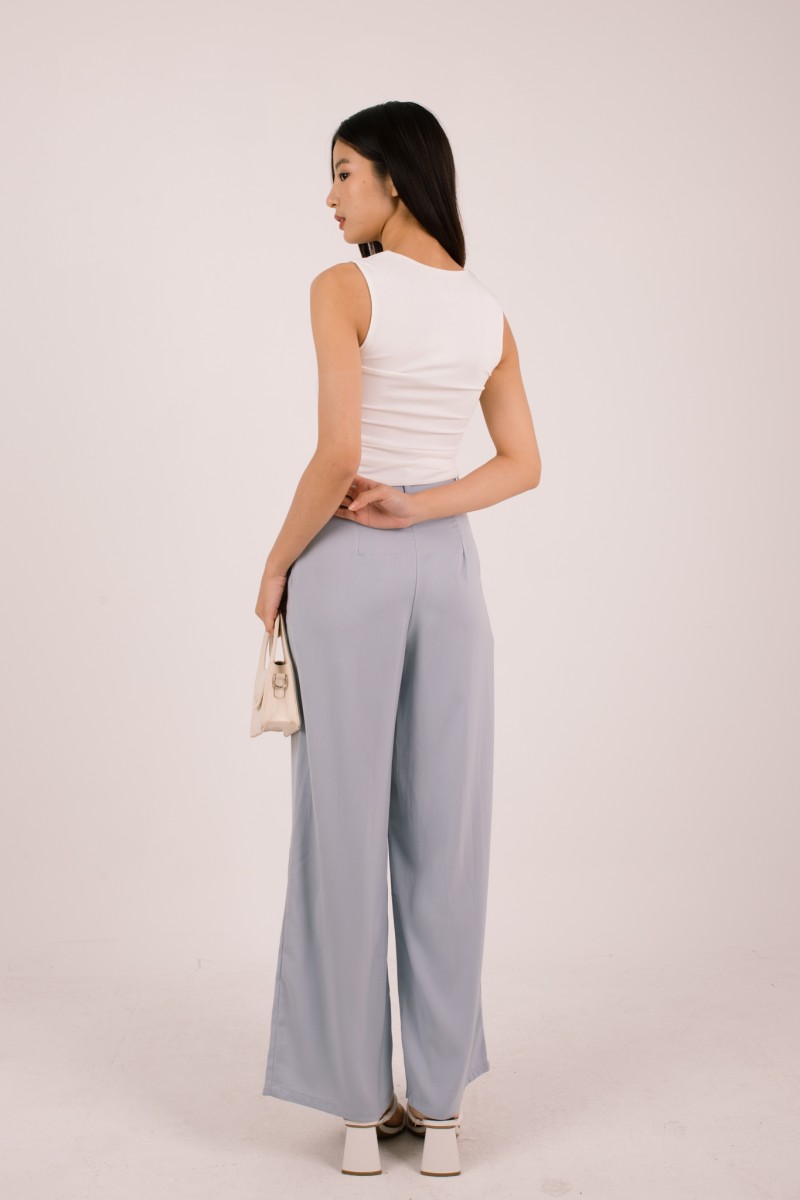 Nivi Ruched Tank Top in White