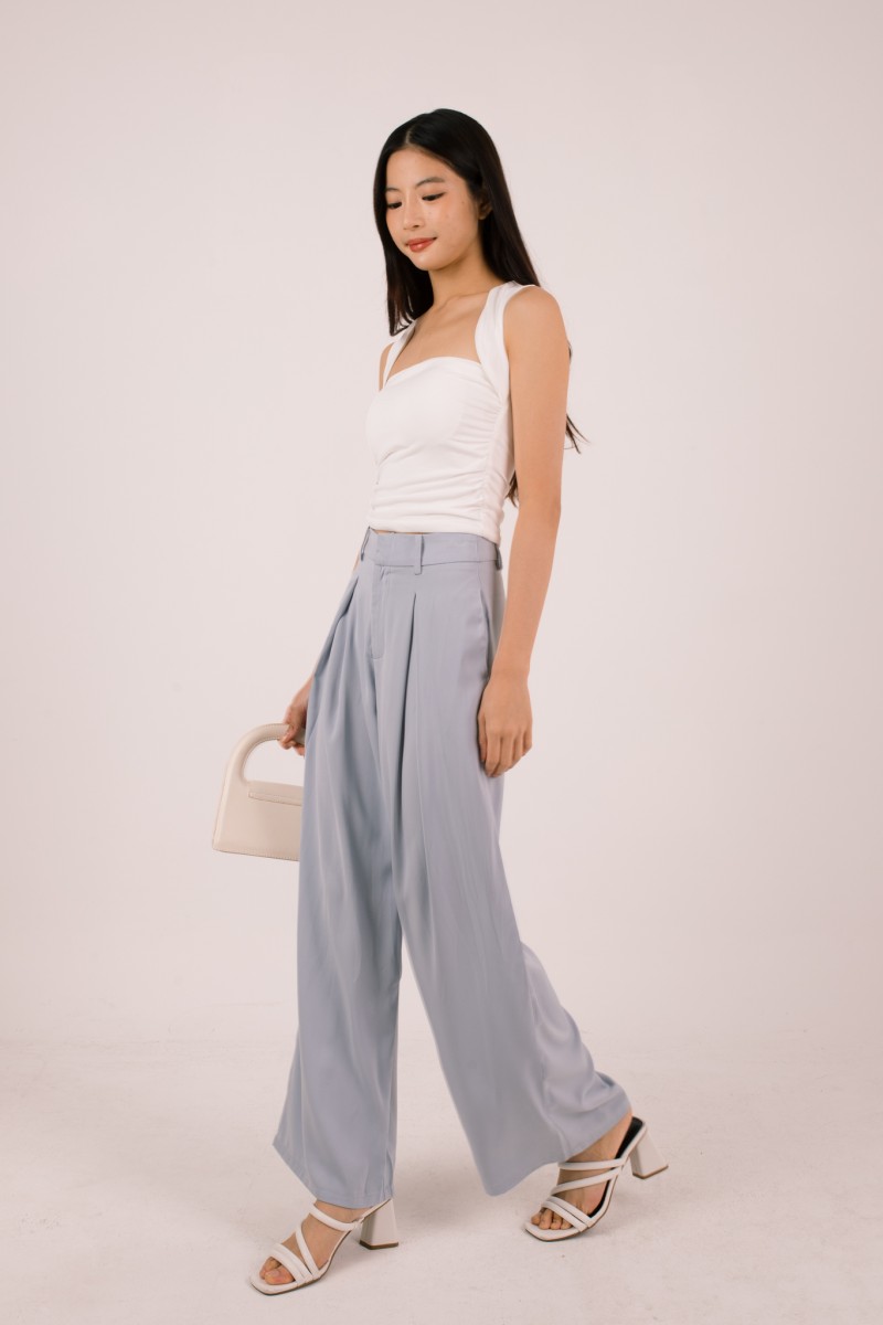 Nivi Ruched Tank Top in White
