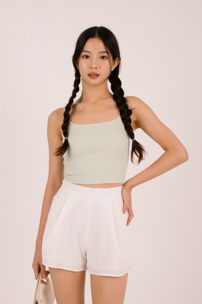 RESTOCK7: Niko Padded Basic Top in Sage Green