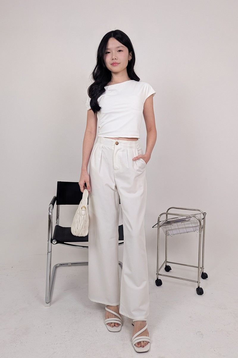 Bellona Front Pleat Button Pants in Stone Grey