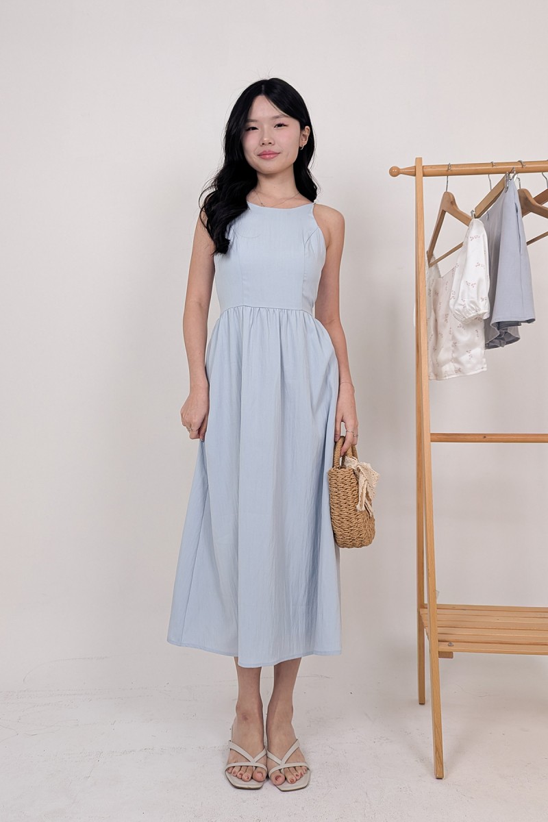 Maelis Sleeveless Flowy Dress in Mist Blue
