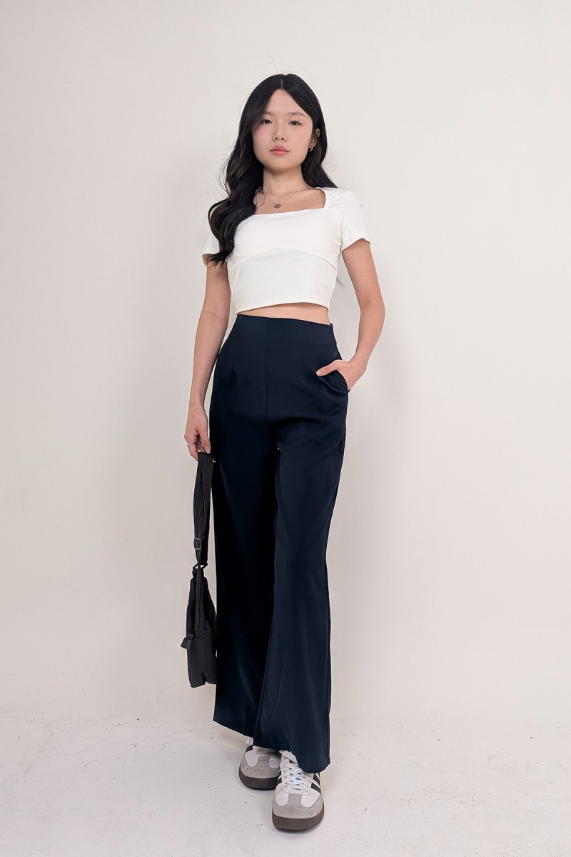 Athene Padded Square Neck Crop Top in White