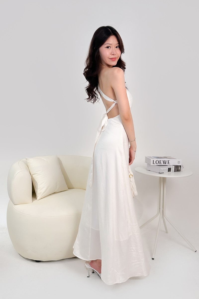 Labella Self-Tie Backless Dress in Ivory