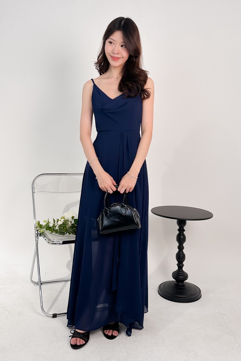 RESTOCK7: Zoie Cowl Maxi Dress in Navy