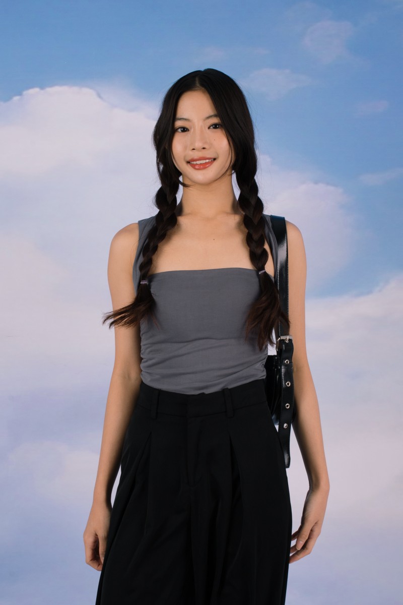 Nivi Ruched Tank Top in Gunmetal