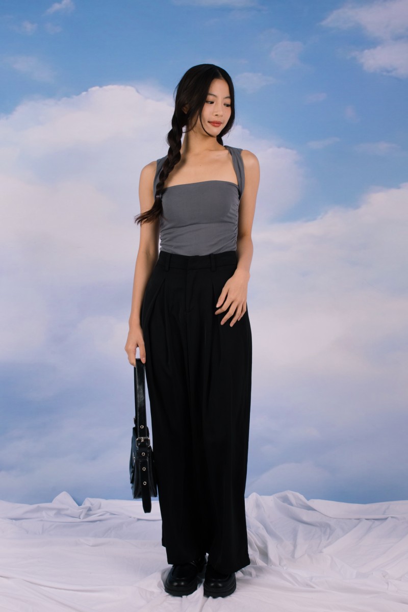 Nivi Ruched Tank Top in Gunmetal