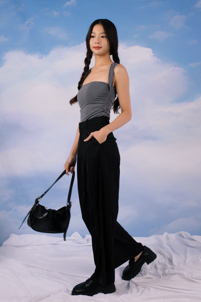 Nivi Ruched Tank Top in Gunmetal