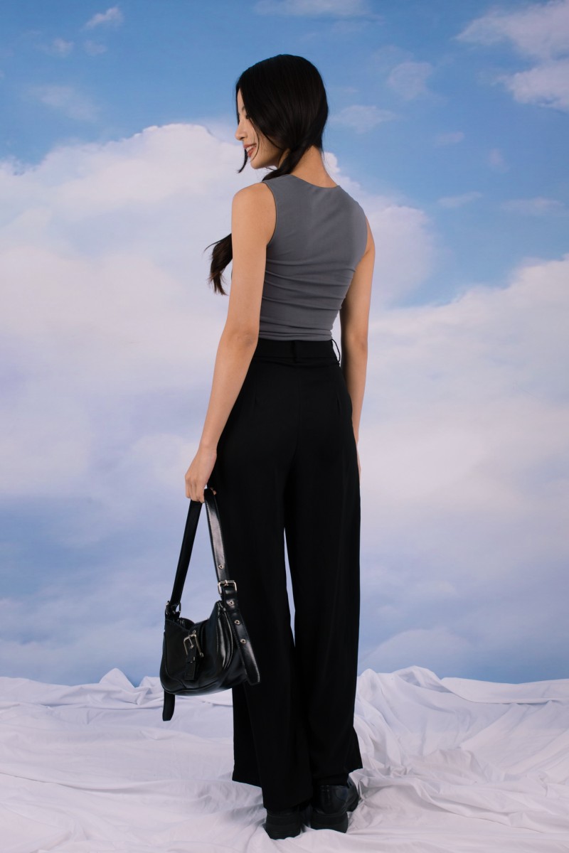Nivi Ruched Tank Top in Gunmetal