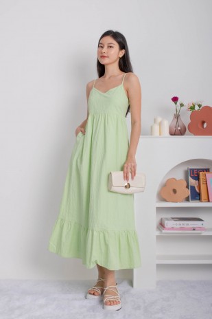 Kaelle Drop-Hem Maxi in Apple Green (MY)