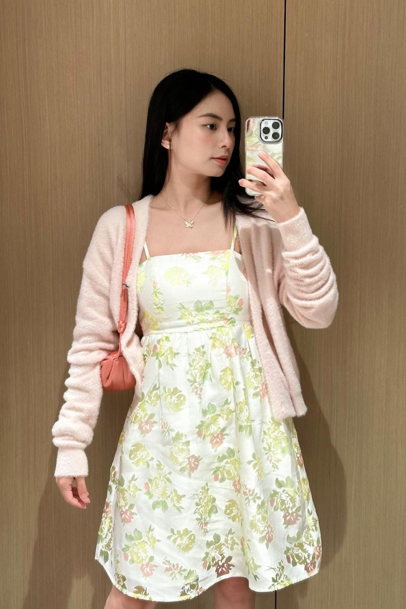 Varis Padded Floral Babydoll Dress in Yellow (MY)