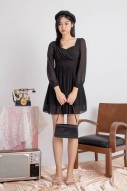 Ayra Sleeved Pleated Dress in Black (MY)