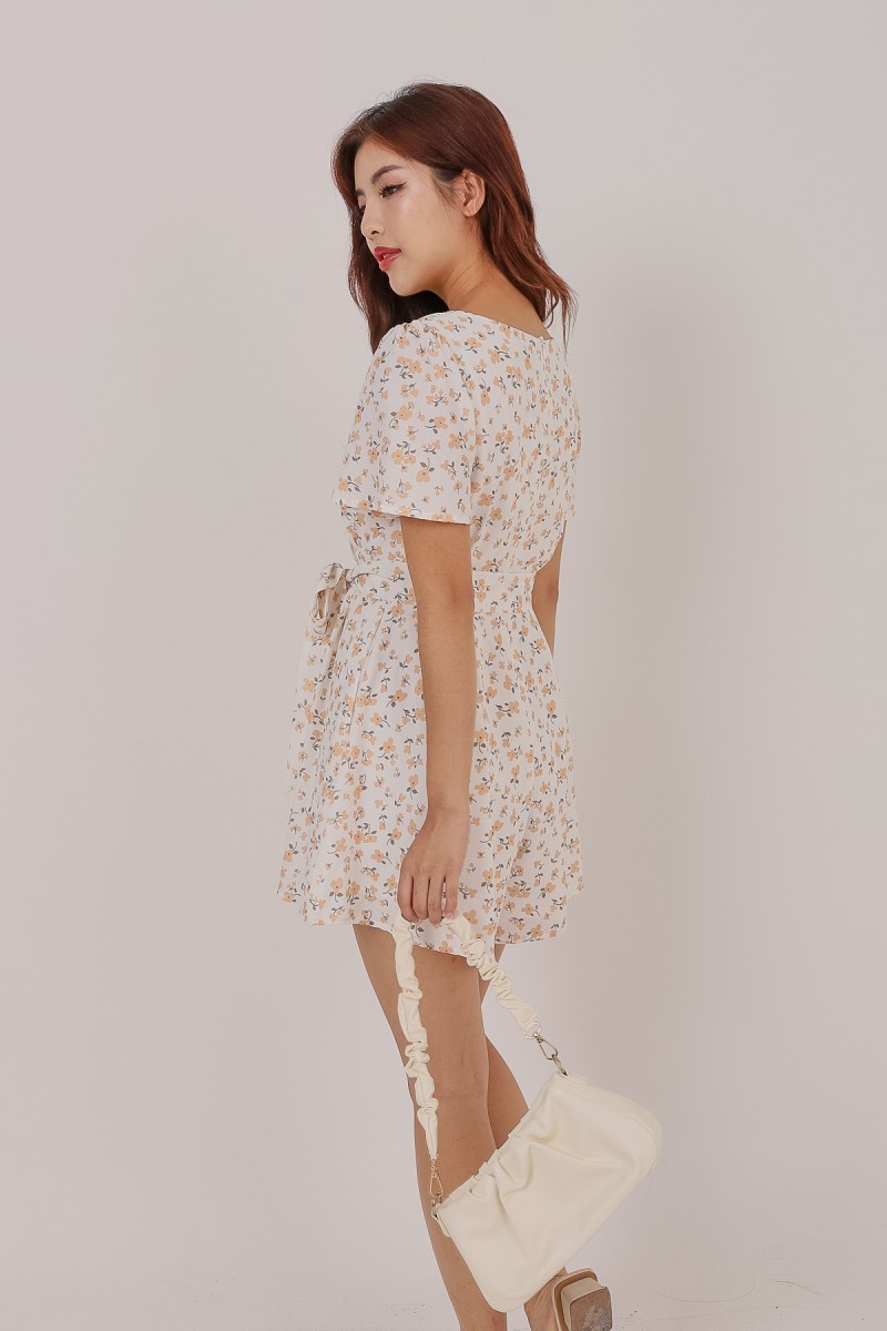 Floret Wrapped Romper in Coral (MY)