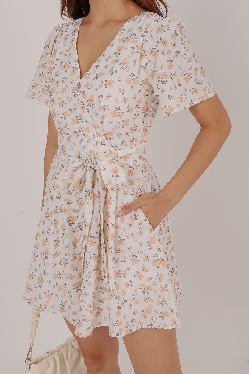Floret Wrapped Romper in Coral (MY)