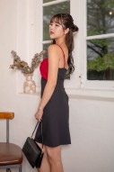 Jennis Contrast Bow Dress in Wine (MY)