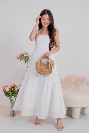 Yvalle Drop Hem Maxi Dress in White (MY)