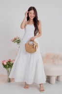 Yvalle Drop Hem Maxi Dress in White (MY)