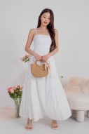 Yvalle Drop Hem Maxi Dress in White (MY)