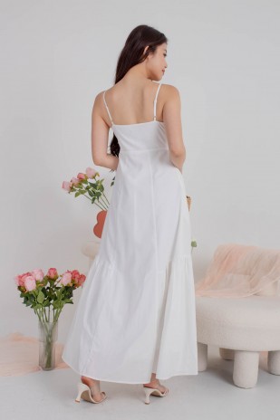 Yvalle Drop Hem Maxi Dress in White (MY)