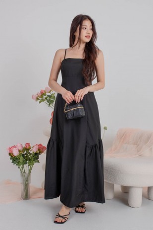 Yvalle Drop Hem Maxi Dress in Black (MY)