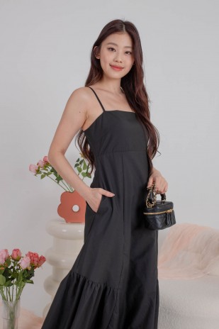 Yvalle Drop Hem Maxi Dress in Black (MY)