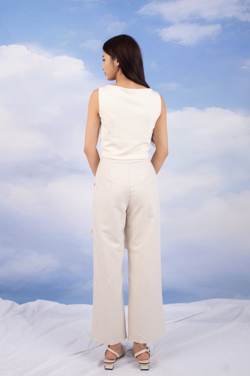 RESTOCK7: Paddle Padded Boat-Neck Top in Butter Yellow