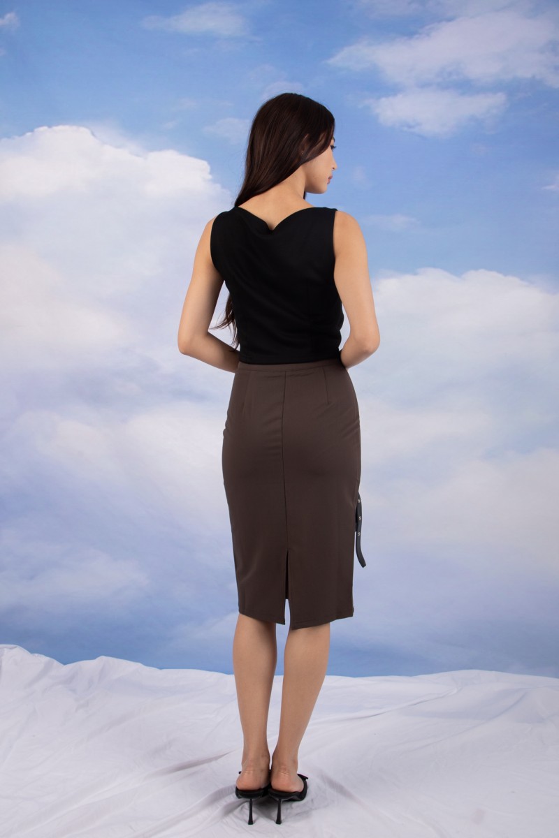 BACKORDERS7: Paddle Padded Boat-Neck Top in Black