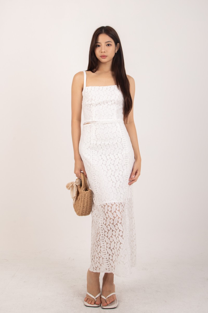 Aurielle Cropped Lace Skirt in White