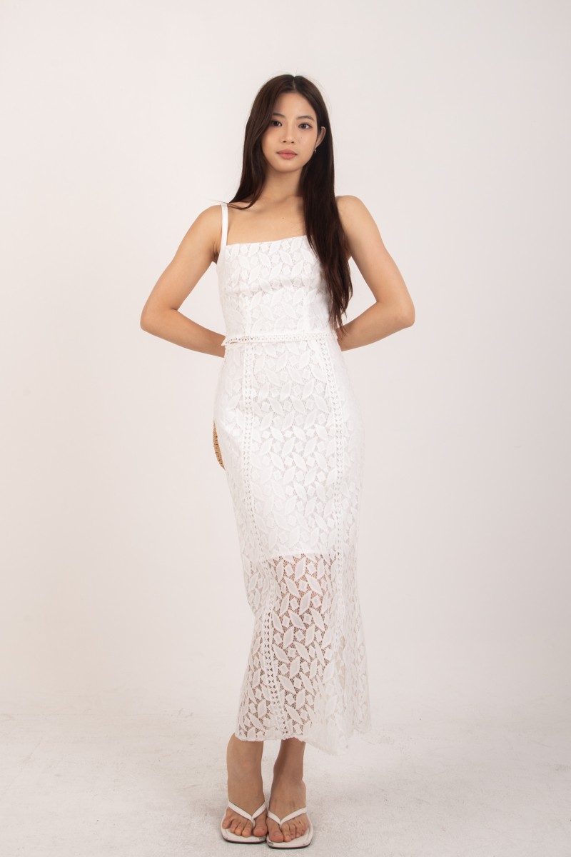 Aurielle Cropped Lace Skirt in White